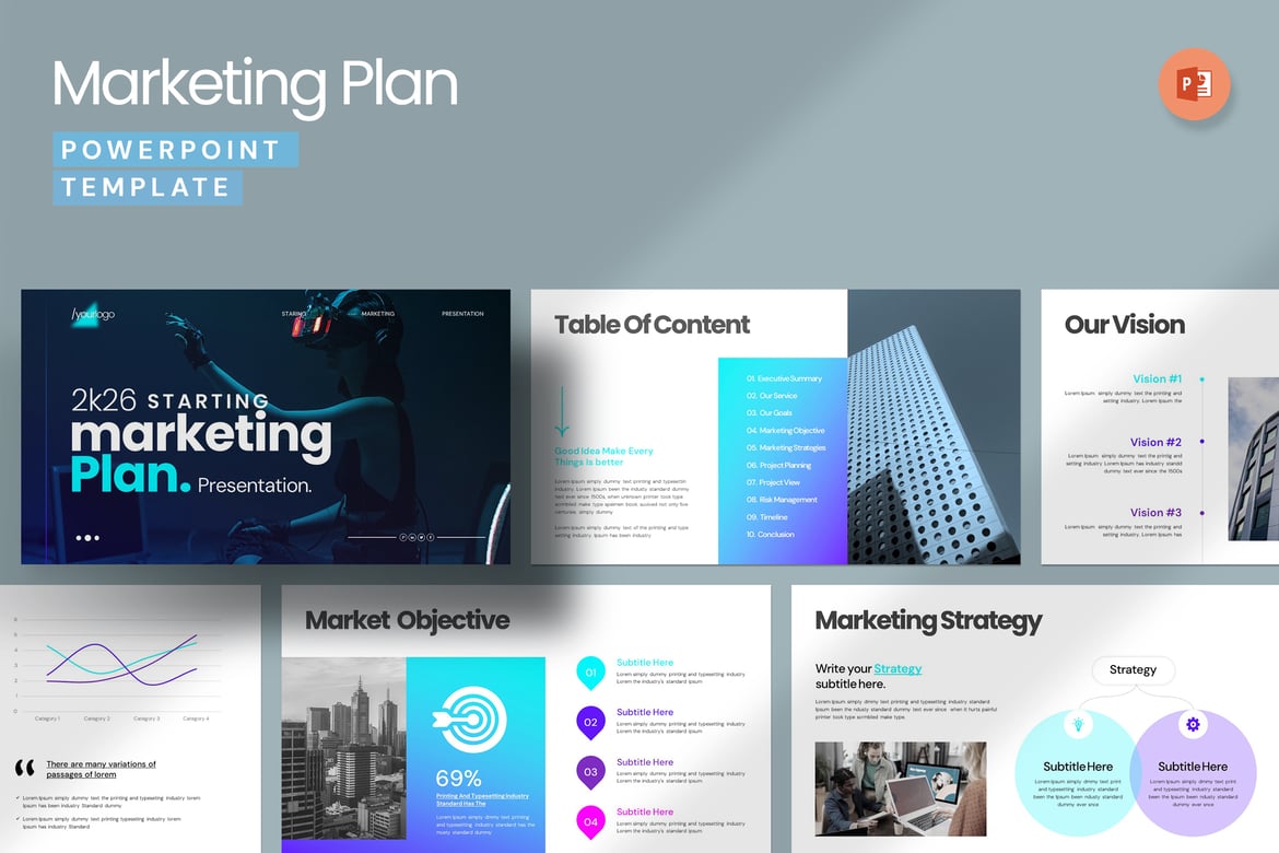 Template Powerpoint Rencana Pemasaran yang Profesional dan Menarik