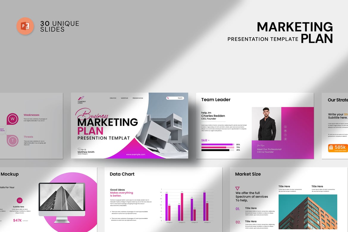 Template PowerPoint Rencana Pemasaran yang Menarik dan Profesional