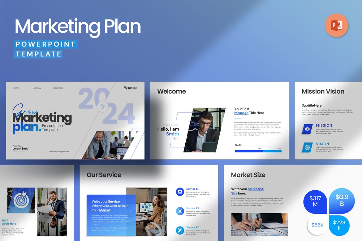 Template PowerPoint Rencana Pemasaran yang Menarik dan Profesional