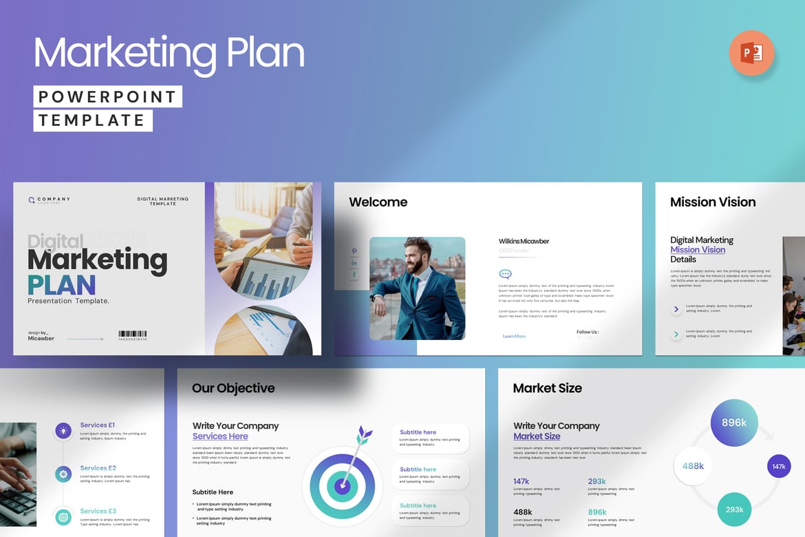 Template PowerPoint Rencana Pemasaran yang Profesional dan Menarik