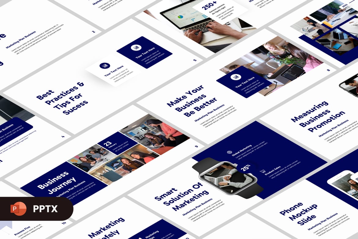 Template PowerPoint Rencana Pemasaran Modern untuk Presentasi Profesional