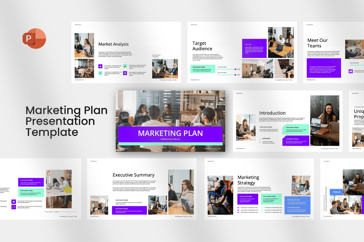 Template PowerPoint Rencana Pemasaran yang Menarik