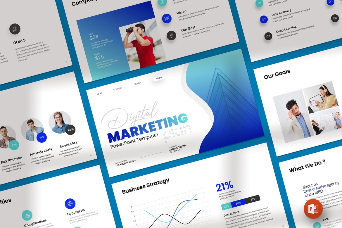 Template PowerPoint Rencana Pemasaran yang Menarik dan Profesional