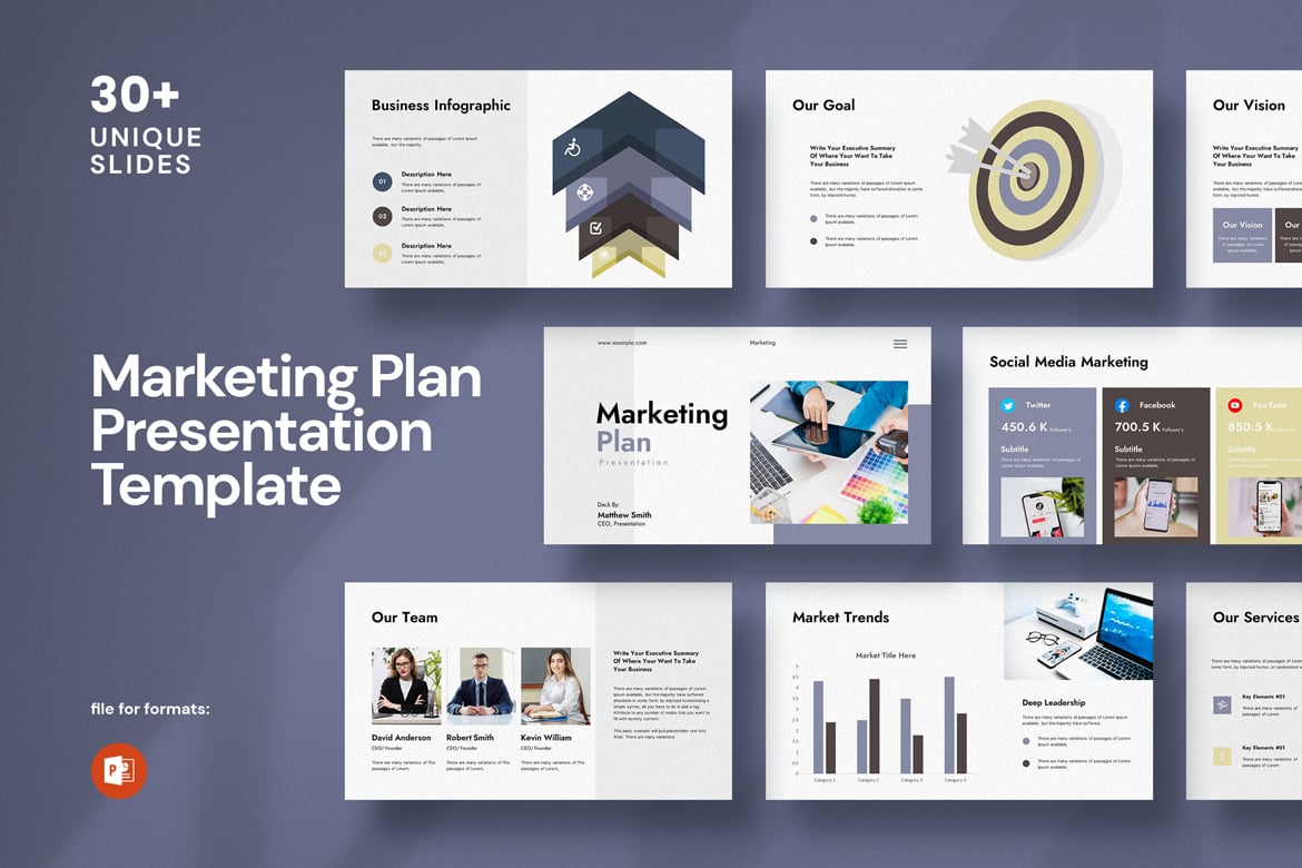 Template PowerPoint Rencana Pemasaran yang Menarik dan Profesional
