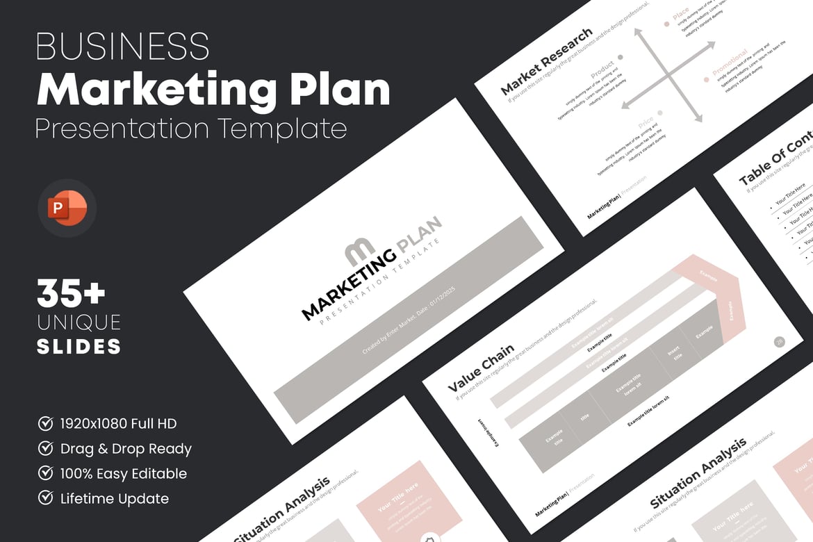 Template PowerPoint Rencana Pemasaran yang Menarik dan Efektif