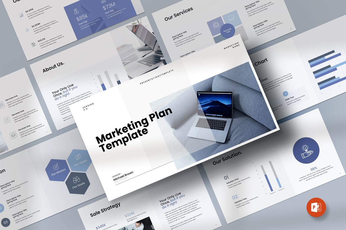Template PowerPoint Rencana Pemasaran yang Profesional dan Menarik