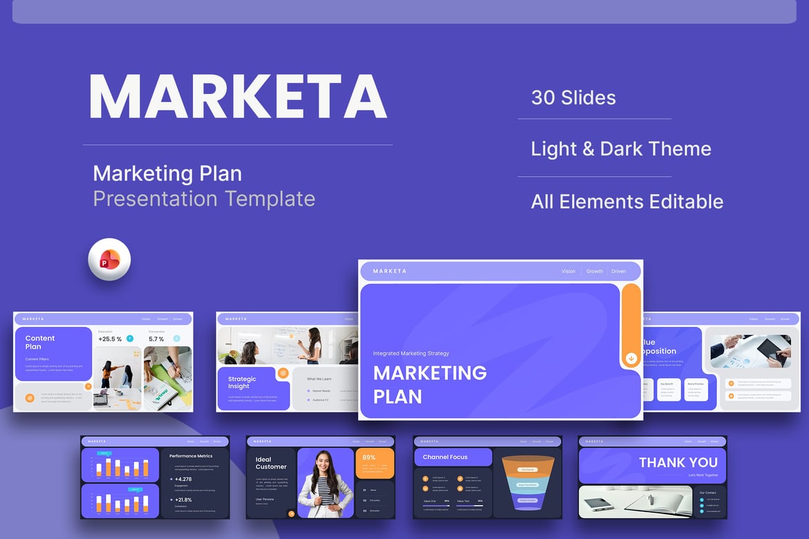 Template PowerPoint Rencana Pemasaran Modern