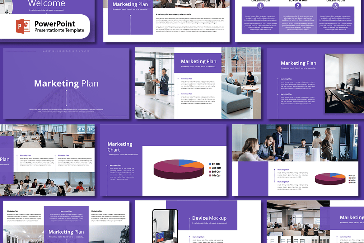 Template PowerPoint Rencana Pemasaran yang Menarik dan Profesional