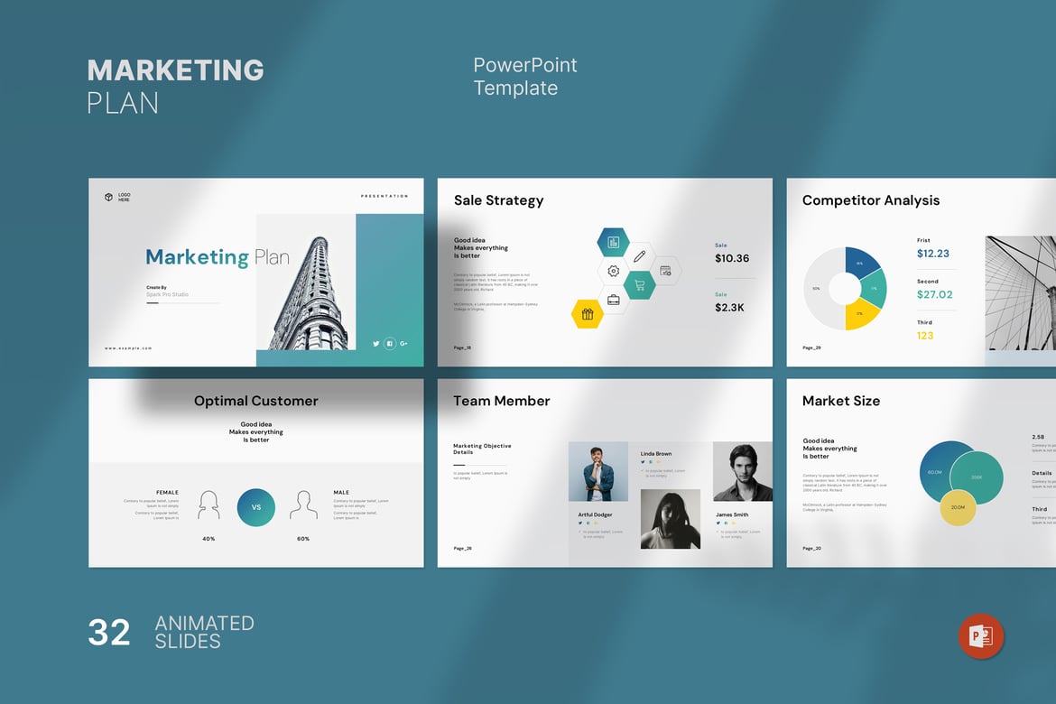 Template PowerPoint Rencana Pemasaran yang Menarik dan Profesional