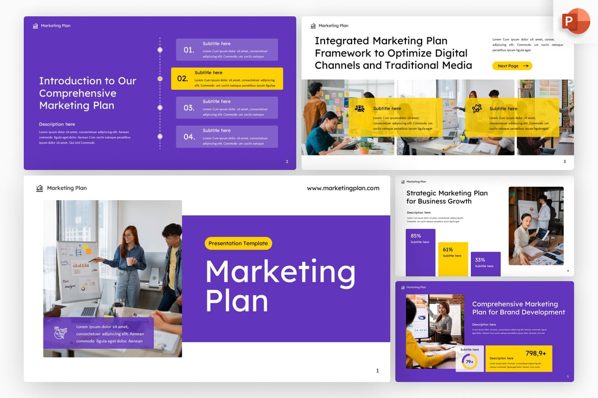 Template PowerPoint Rencana Pemasaran yang Menarik dan Modern