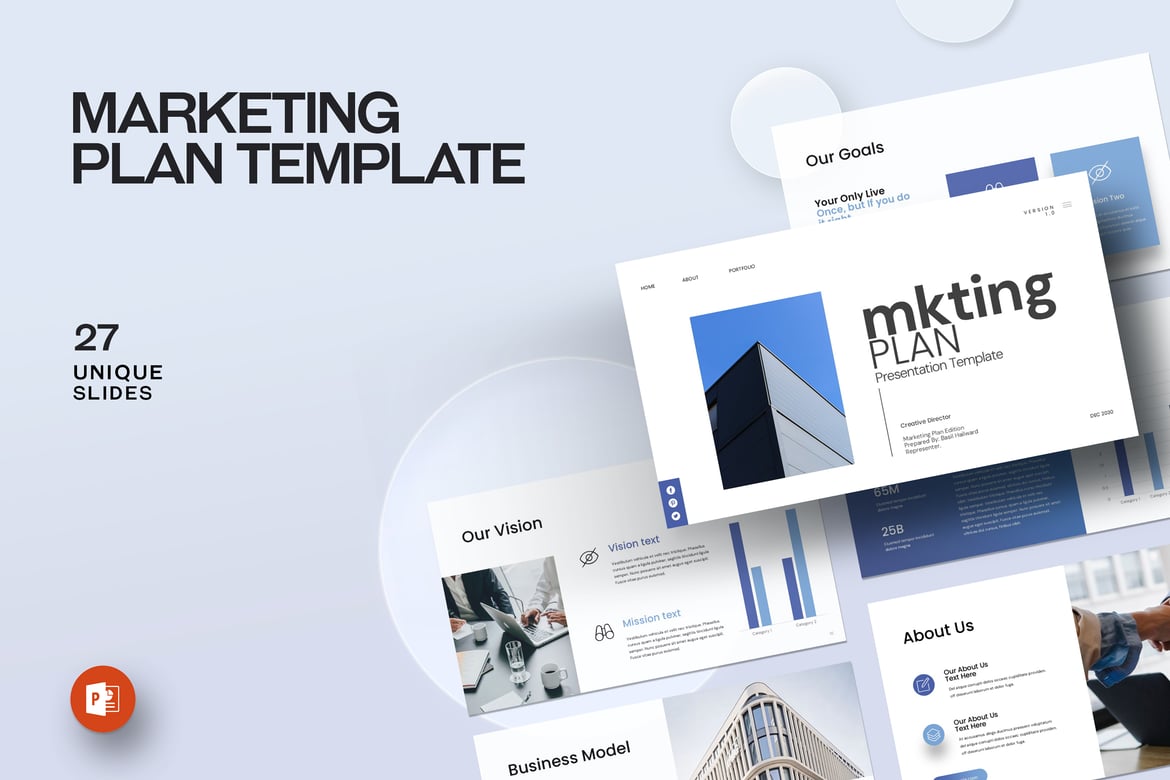 Template PowerPoint Rencana Pemasaran yang Menarik dan Profesional