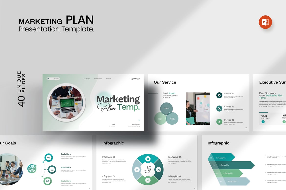 Template PowerPoint Rencana Pemasaran yang Kreatif dan Profesional