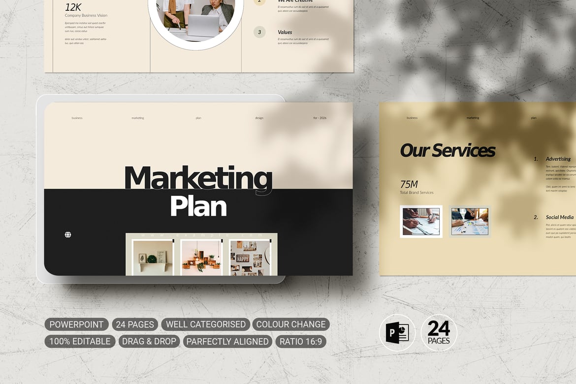 Template PowerPoint Rencana Pemasaran yang Menarik dan Profesional