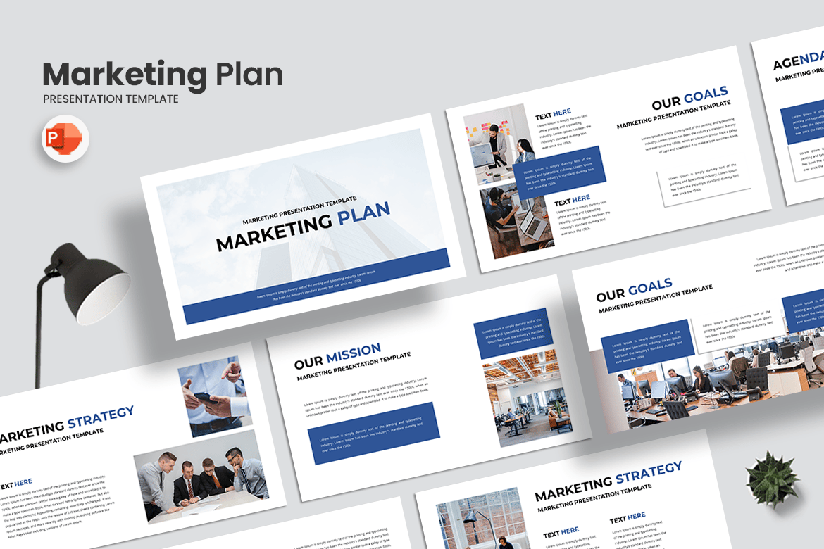 Template Presentasi PowerPoint Rencana Pemasaran yang Menarik