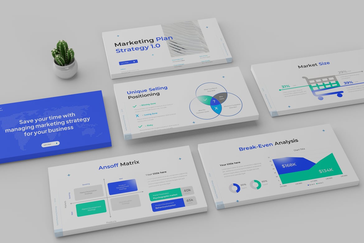 Template PowerPoint Rencana Strategi Pemasaran yang Menarik