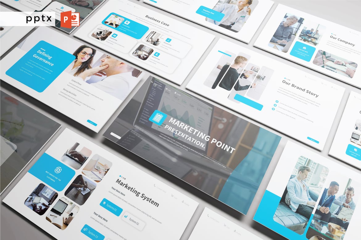 Template PowerPoint Profesional Modern untuk Bisnis Anda - MARKETING POINT V320