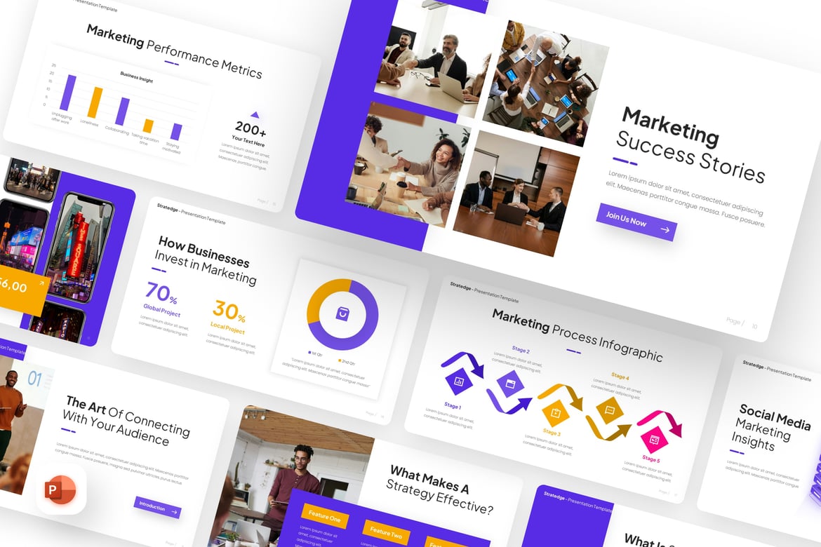 Template Presentasi PowerPoint Infografis Kreatif untuk Bisnis