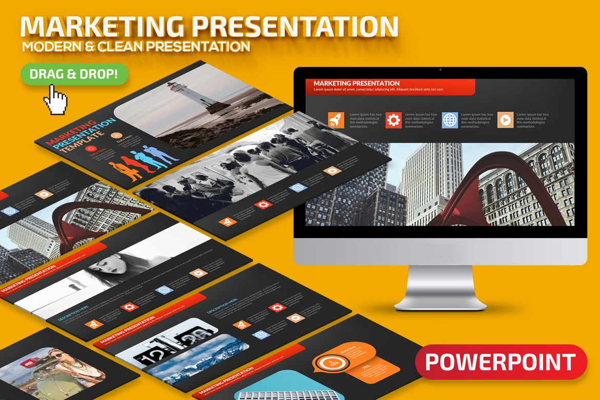 Template Presentasi PowerPoint Pemasaran yang Menarik
