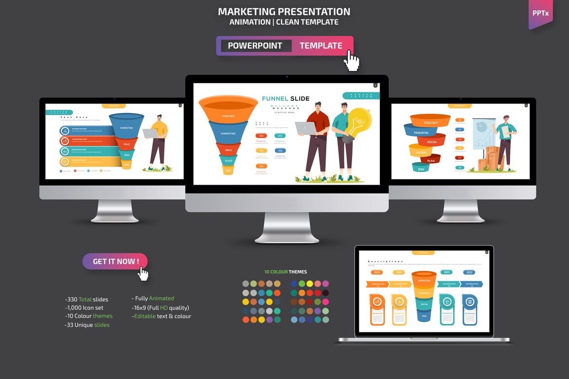 Template PowerPoint Presentasi Pemasaran yang Menarik dan Profesional