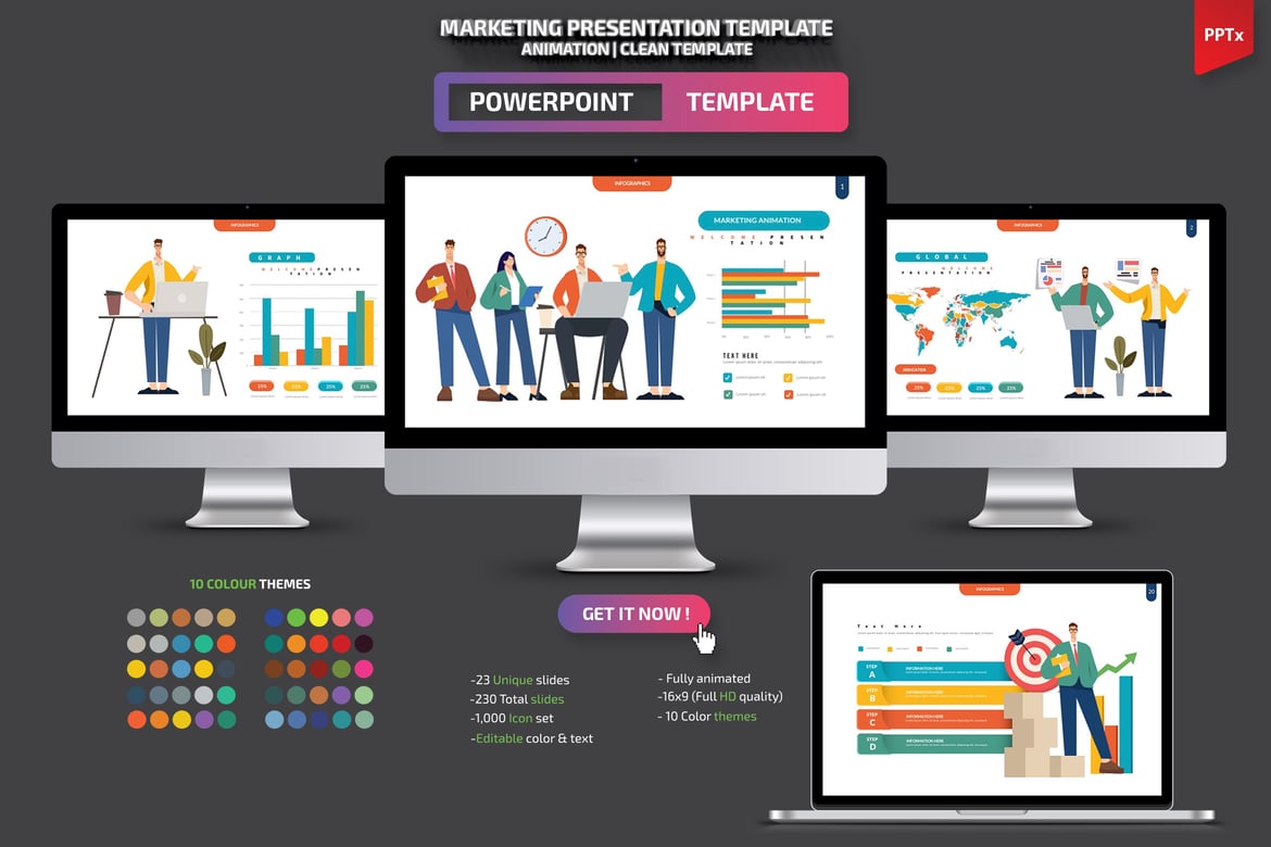 Template Powerpoint Presentasi Pemasaran yang Menarik