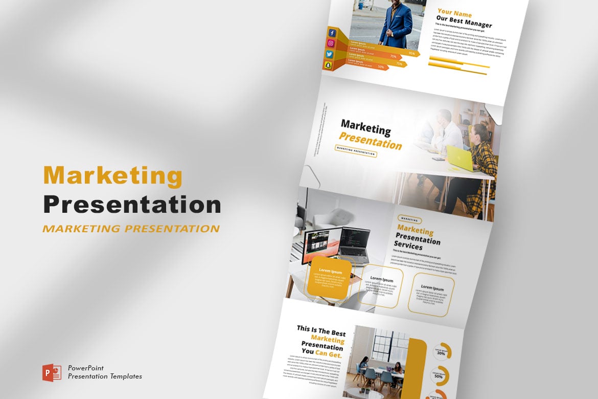 Template PowerPoint Presentasi Pemasaran Kreatif dan Modern
