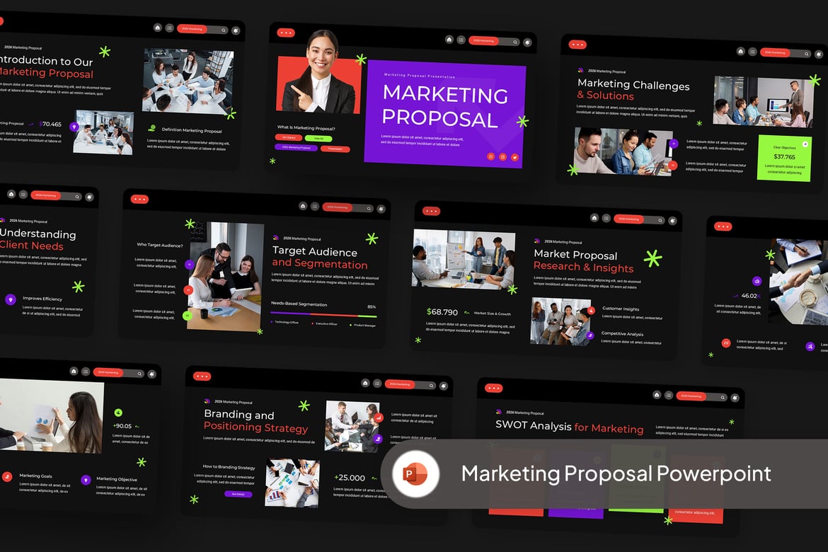 Template Powerpoint Proposal Pemasaran yang Kreatif dan Modern
