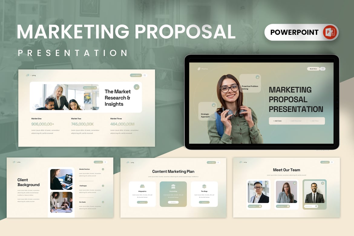 Template PowerPoint Proposal Pemasaran yang Menarik