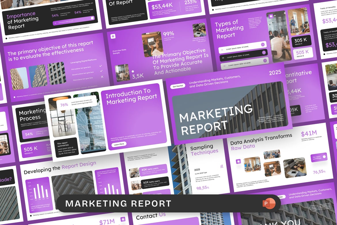Template Presentasi PowerPoint Laporan Pemasaran yang Profesional