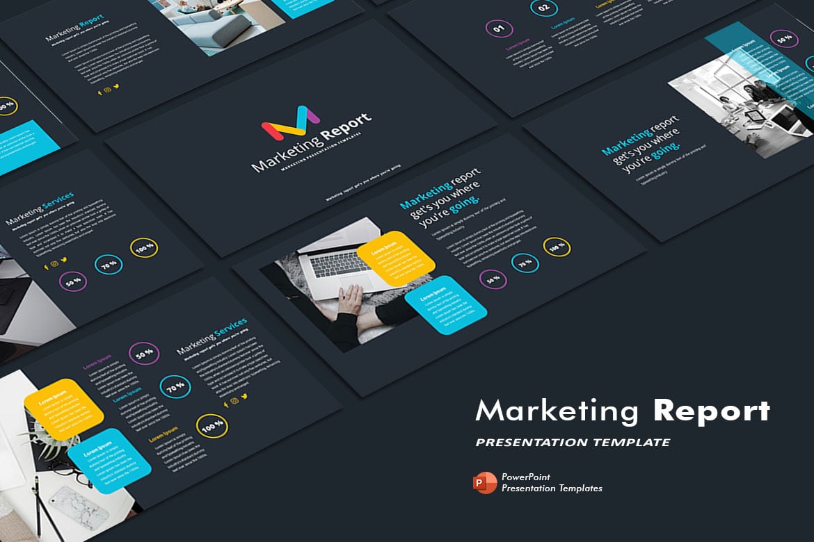 Template Presentasi PowerPoint Laporan Pemasaran yang Menarik