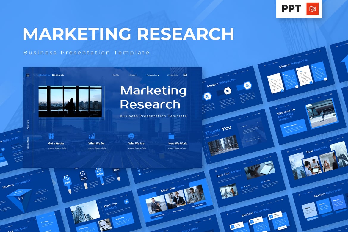 Template Powerpoint Riset Pemasaran untuk Bisnis yang Profesional