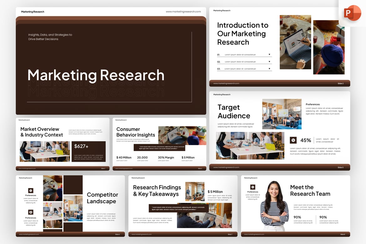 Template Presentasi PowerPoint Riset Pemasaran yang Profesional