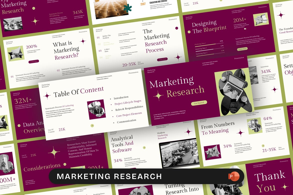 Template PowerPoint Riset Pemasaran yang Menarik