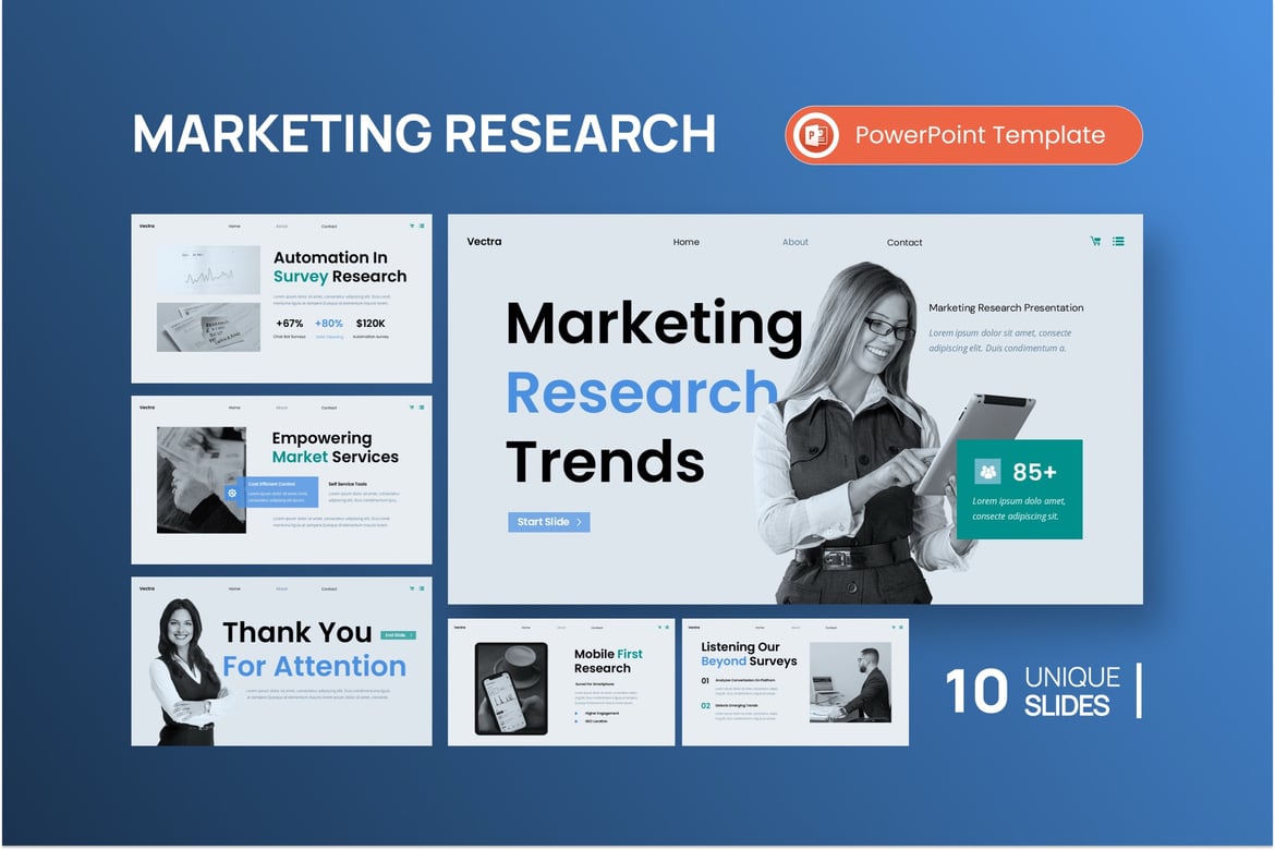 Template PowerPoint Tren Riset Pemasaran yang Menarik