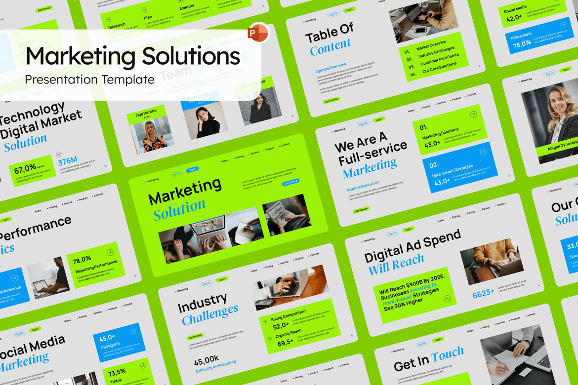 Template Presentasi PowerPoint Solusi Pemasaran yang Menarik