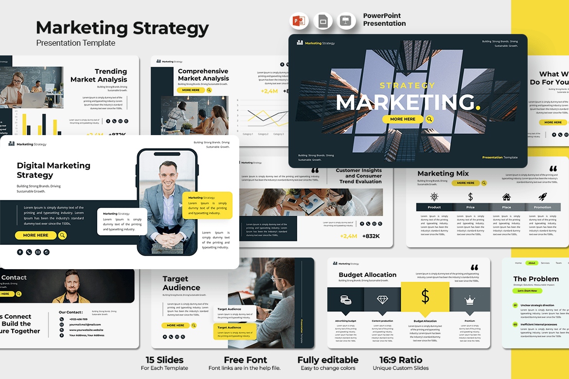 Template PowerPoint Strategi Pemasaran yang Menarik dan Profesional