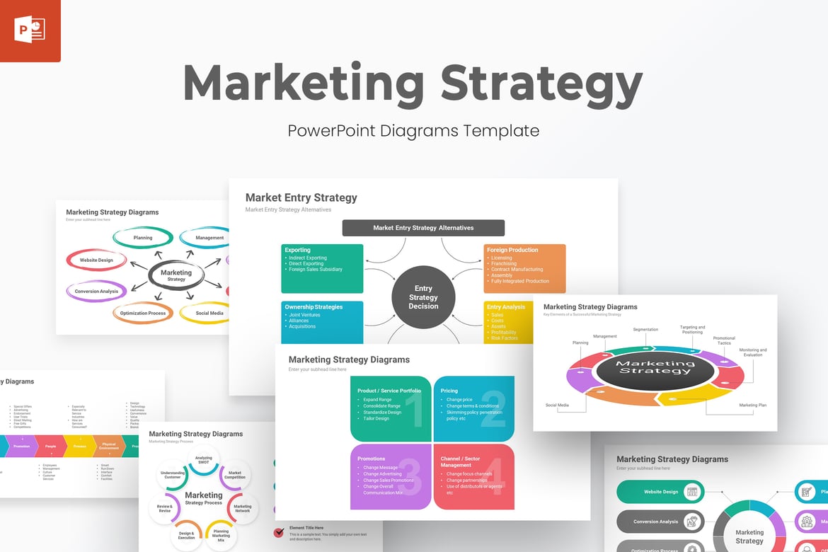 Template Presentasi PowerPoint Strategi Pemasaran yang Menarik