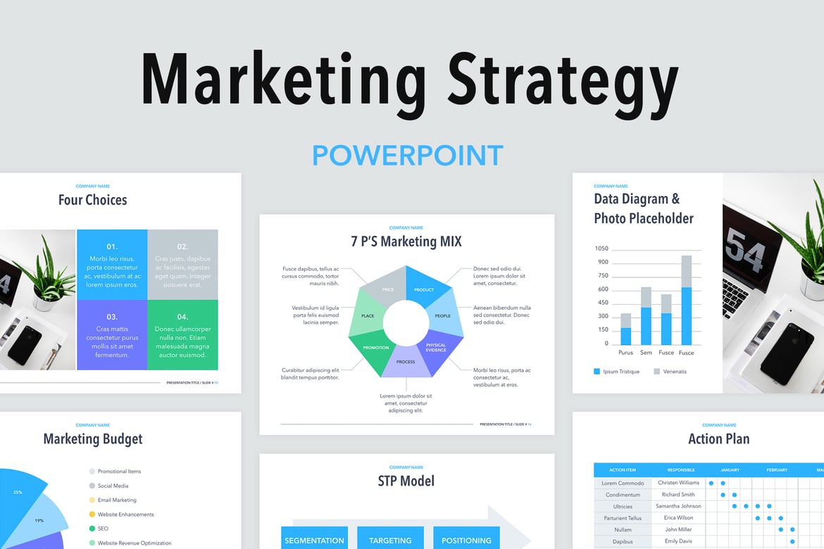 Template PowerPoint Strategi Pemasaran yang Profesional