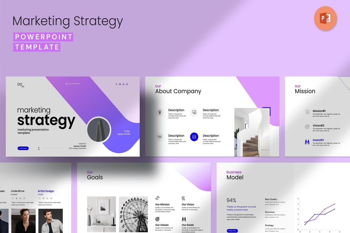 Template PowerPoint Strategi Pemasaran yang Kreatif dan Profesional