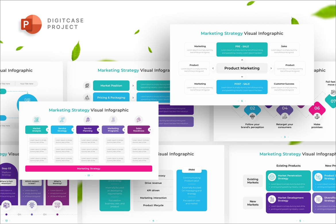 Template Presentasi PowerPoint Infografis Strategi Pemasaran yang Menarik