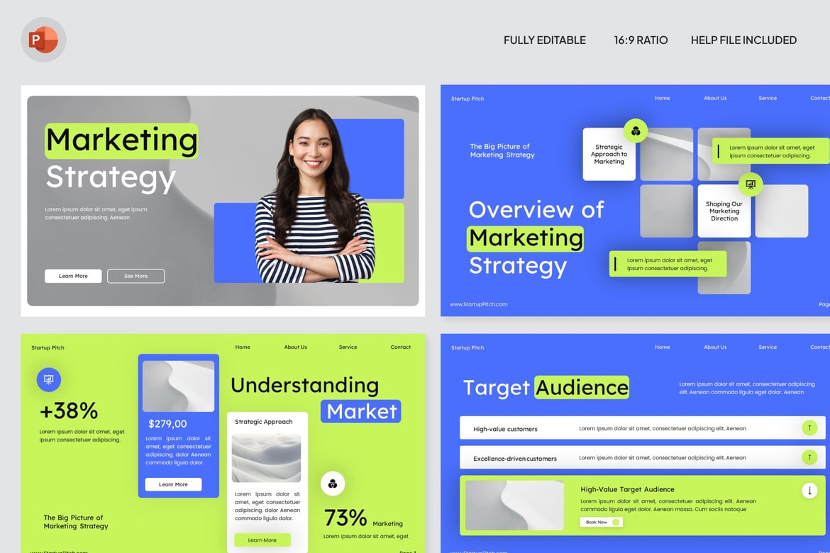 Template Presentasi PowerPoint Strategi Pemasaran yang Profesional