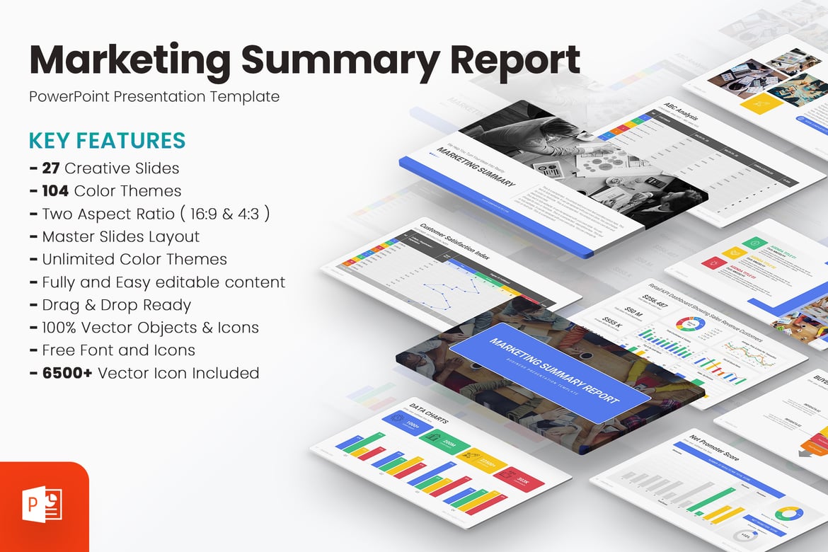 Template PowerPoint Laporan Ringkasan Pemasaran yang Menarik