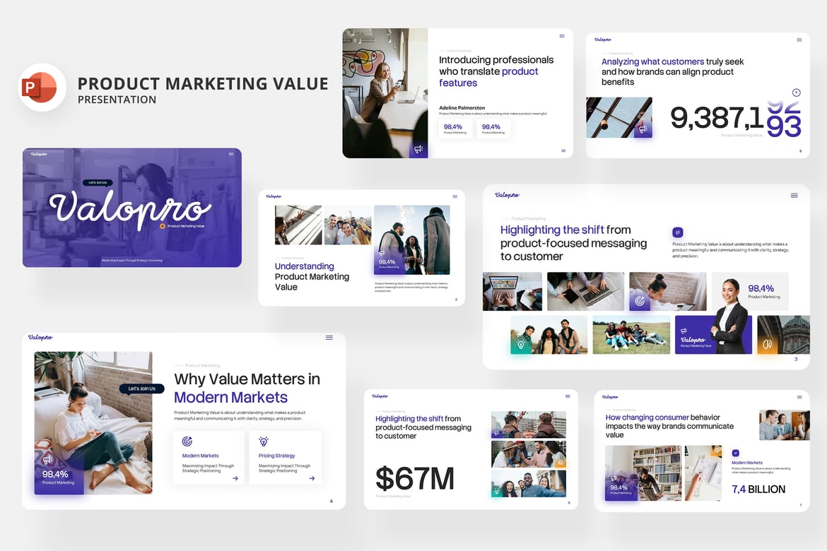 Template PowerPoint Nilai Pemasaran yang Menarik dan Profesional