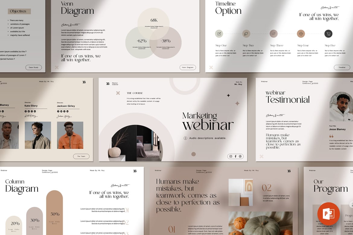 Template PowerPoint Presentasi Webinar Pemasaran yang Modern dan Menarik