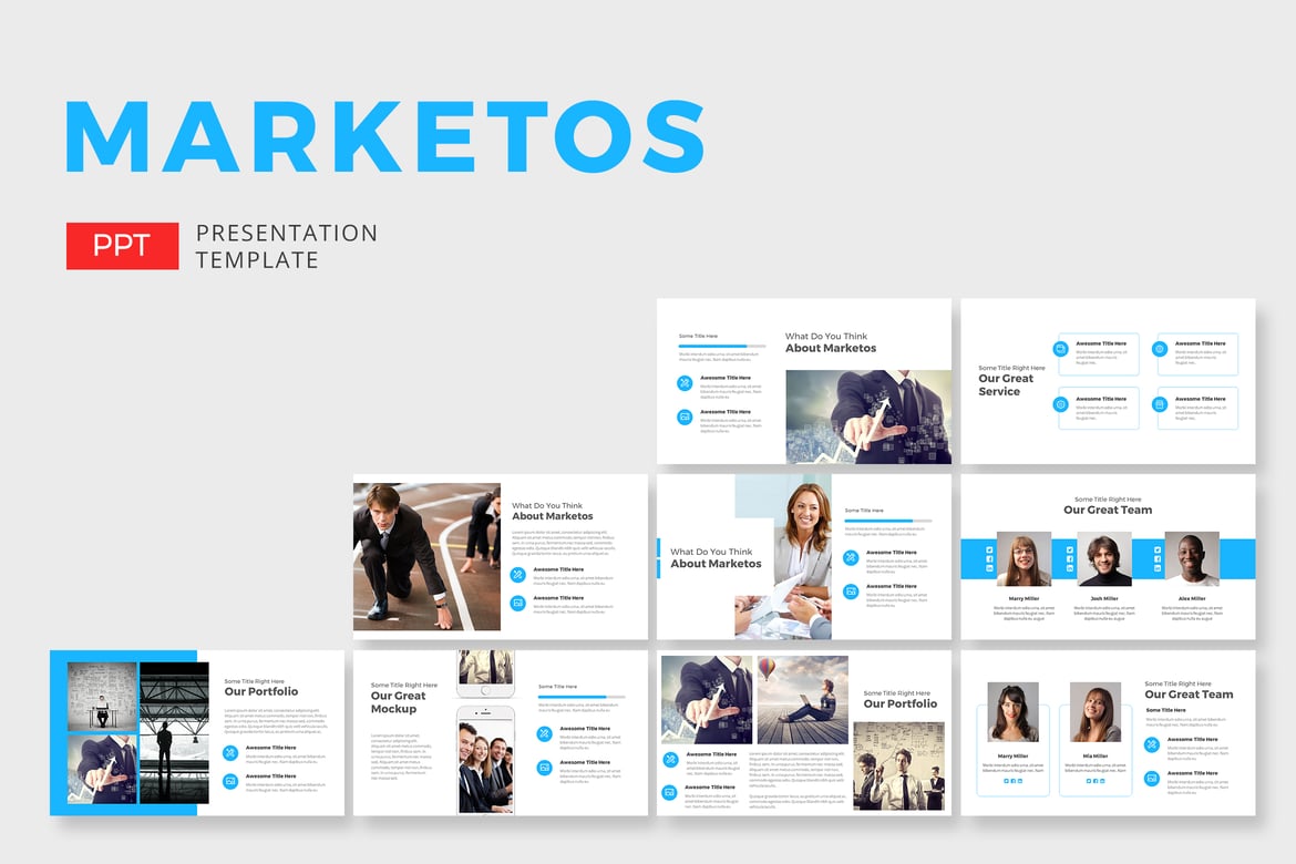 Template Presentasi PowerPoint Marketos yang Kreatif dan Menarik