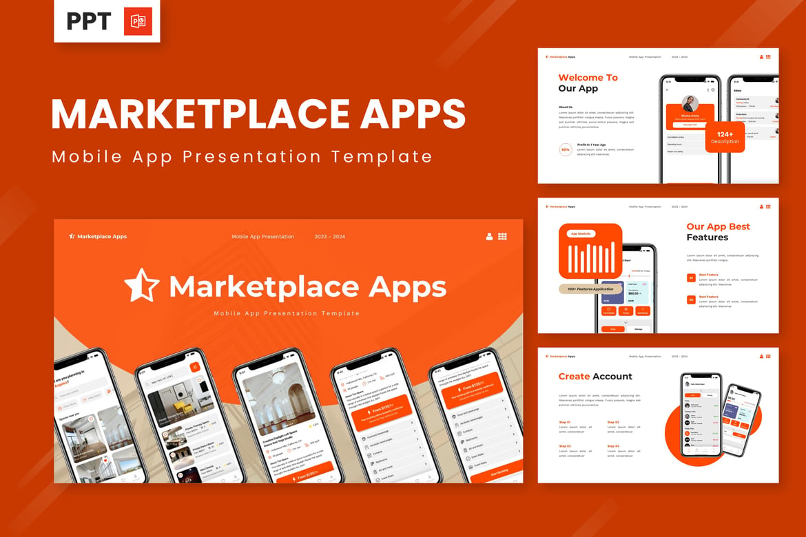 Template Presentasi PowerPoint Aplikasi Marketplace yang Menarik
