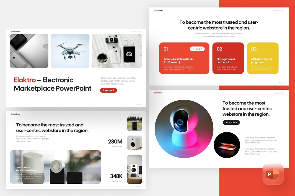 Template PowerPoint Pasar Elektronik yang Modern dan Profesional