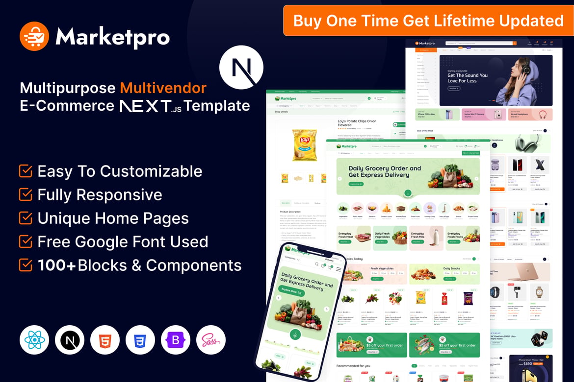 MarketPro - Template Website eCommerce Multivendor dengan React Next JS