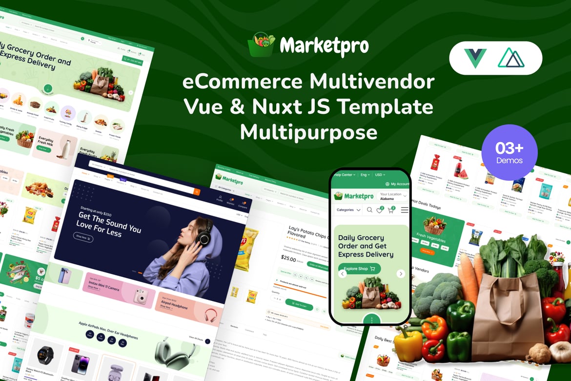 MarketPro - Template Website eCommerce Multivendor dengan Vue & Nuxt JS