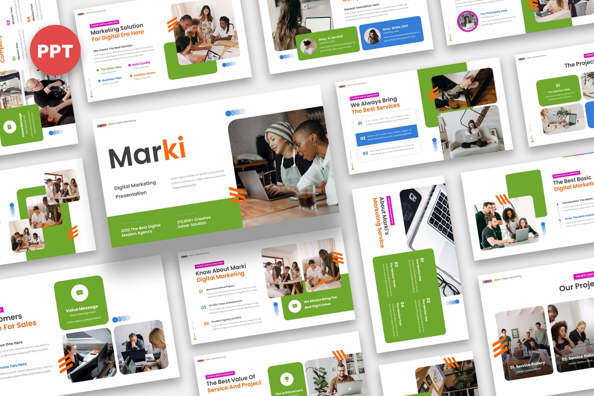 Template PowerPoint Digital Marketing Marki - Presentasi Menarik untuk Semua Kebutuhan