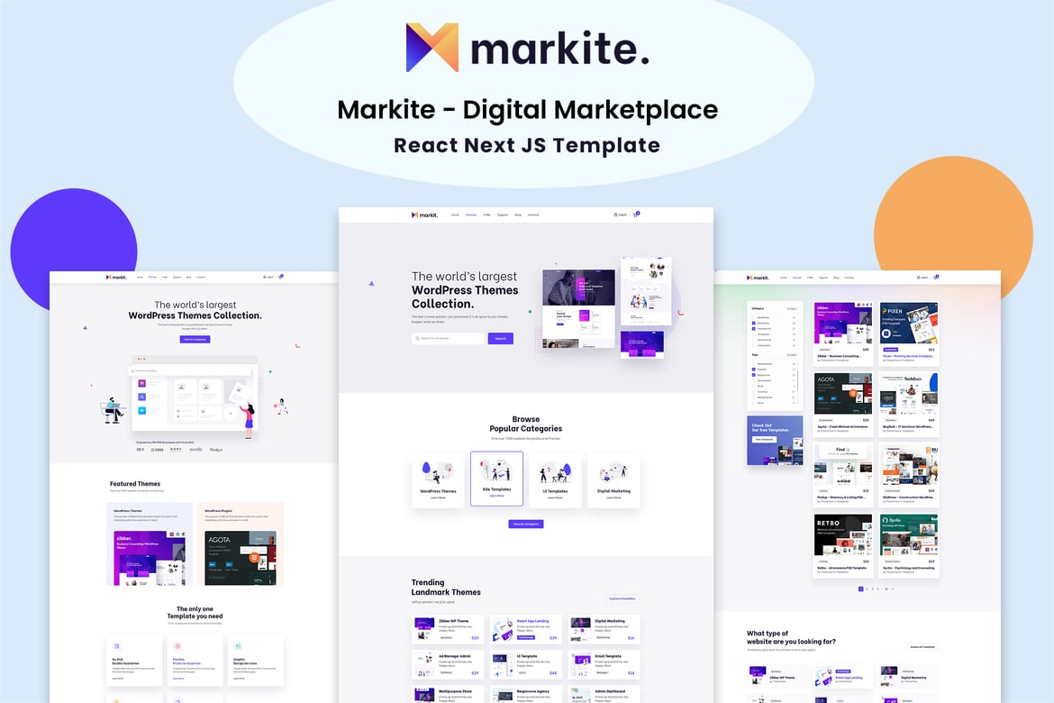 Markit - Template Website Marketplace Digital Berbasis React dan Next JS